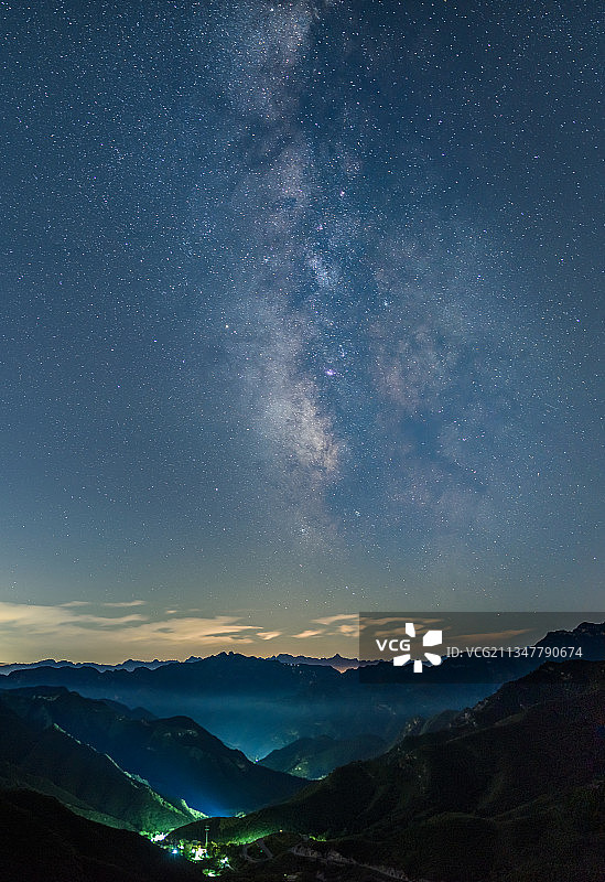 蒲洼山谷云海银河图片素材