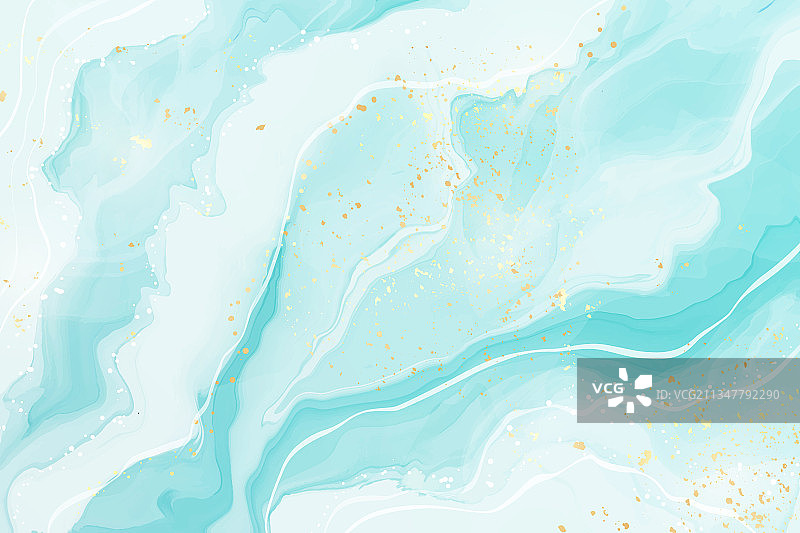 柔和的青色薄荷色液体大理石水彩图片素材