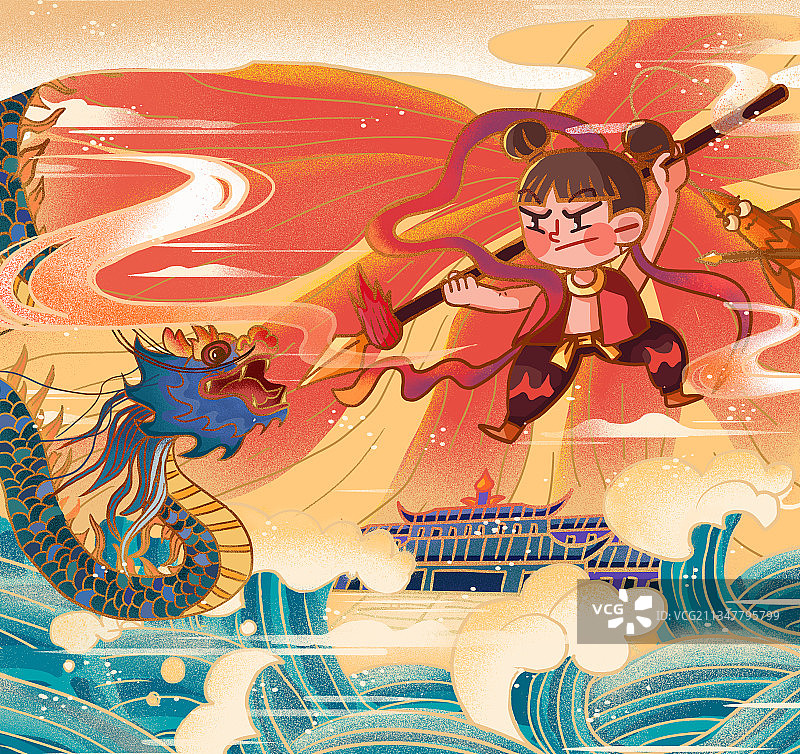 哪吒闹海图片素材