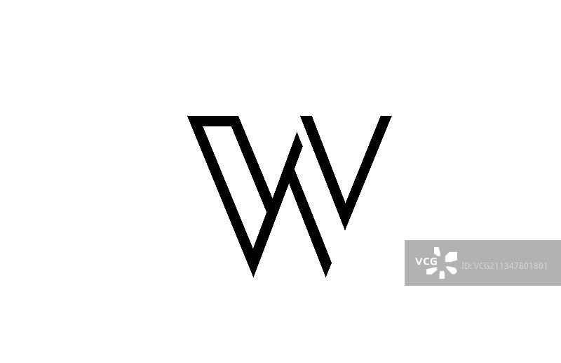 黑白线条W字母标志图片素材