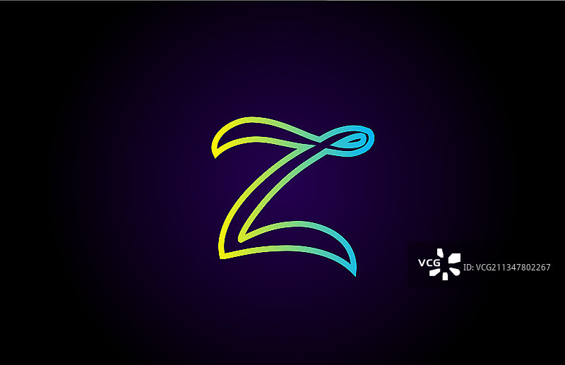 绿色黄色创意手写字母Z图片素材
