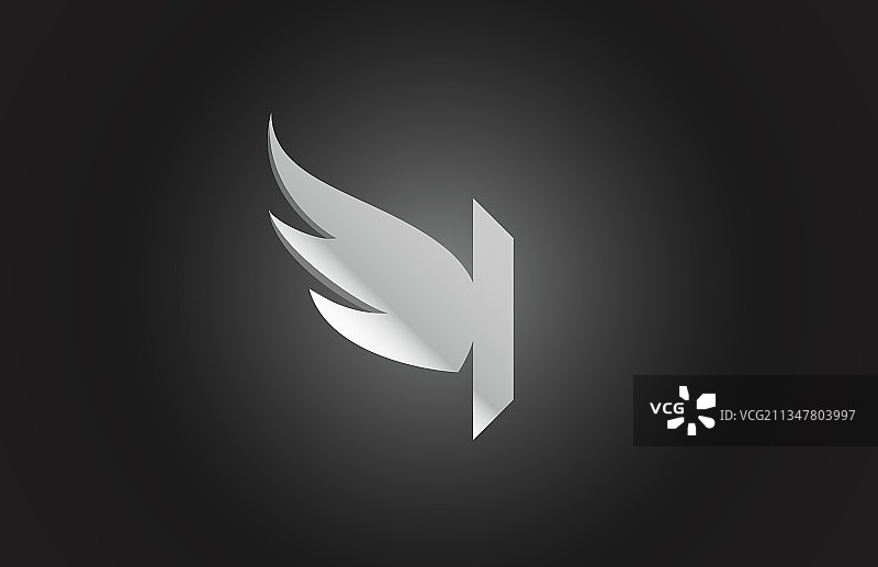 黑白I字母翅膀图标标志图片素材