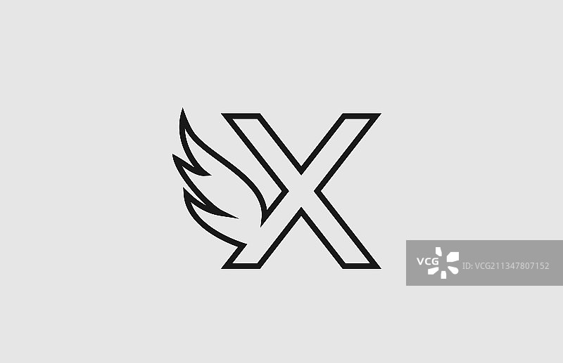 黑白X字母简约图标Logo图片素材