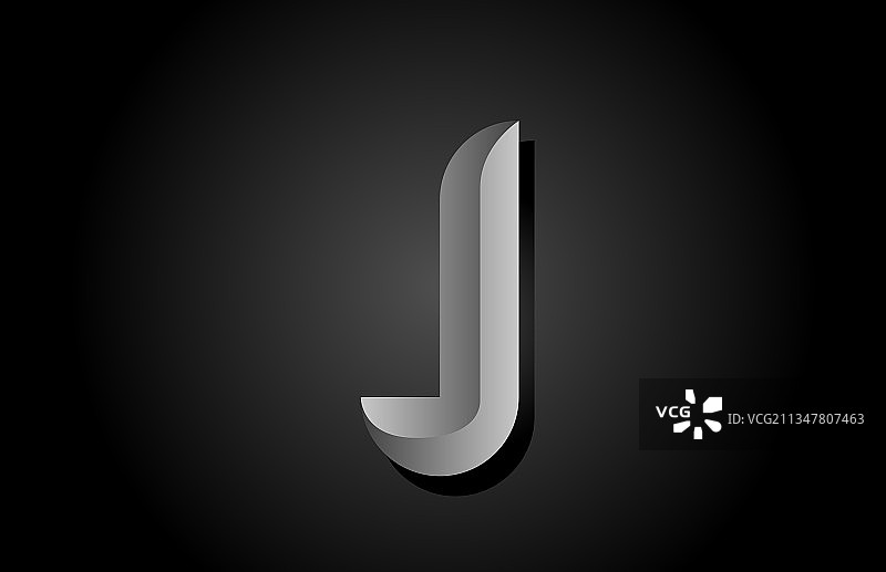 黑灰色渐变字母J图标图片素材