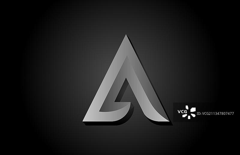 黑色灰色渐变A字母图标Logo图片素材