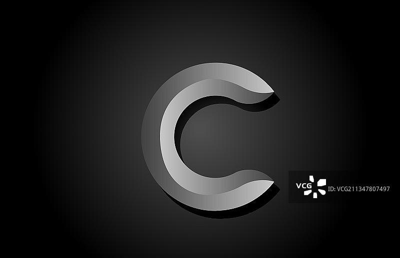 黑灰色渐变字母C图标logo图片素材