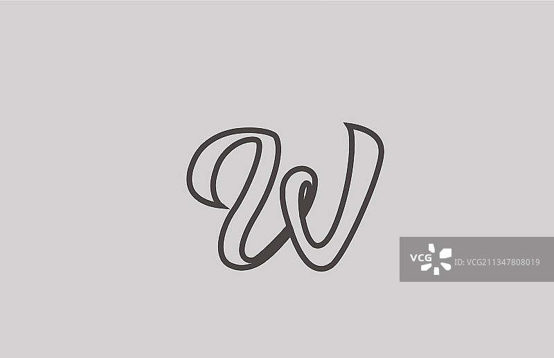 灰色线条字母W商业logo图片素材