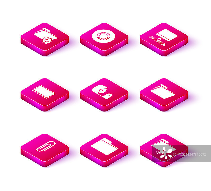 纸夹文件集合：文件夹、笔记本电脑、透明胶带图片素材