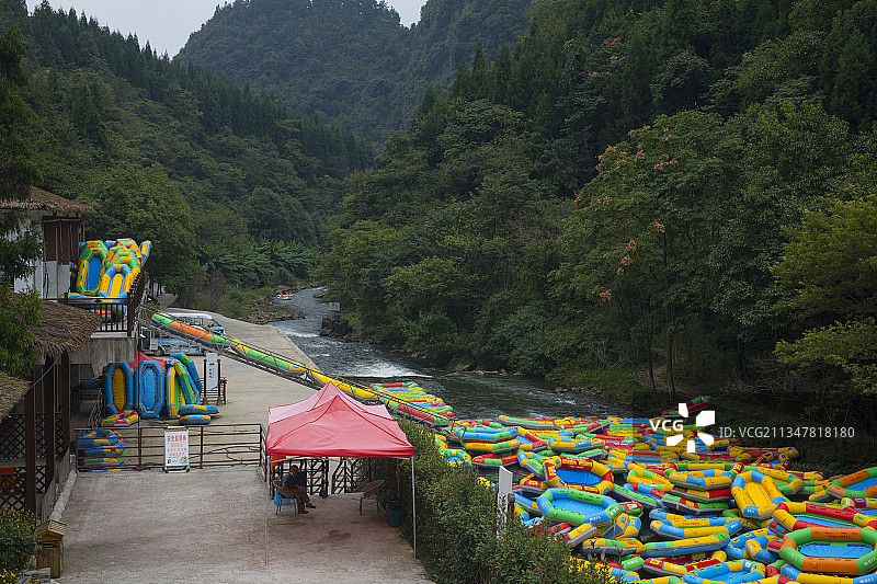 中国贵州贵阳市修文县桃源和景区--桃源河景区、桃源水库大坝图片素材