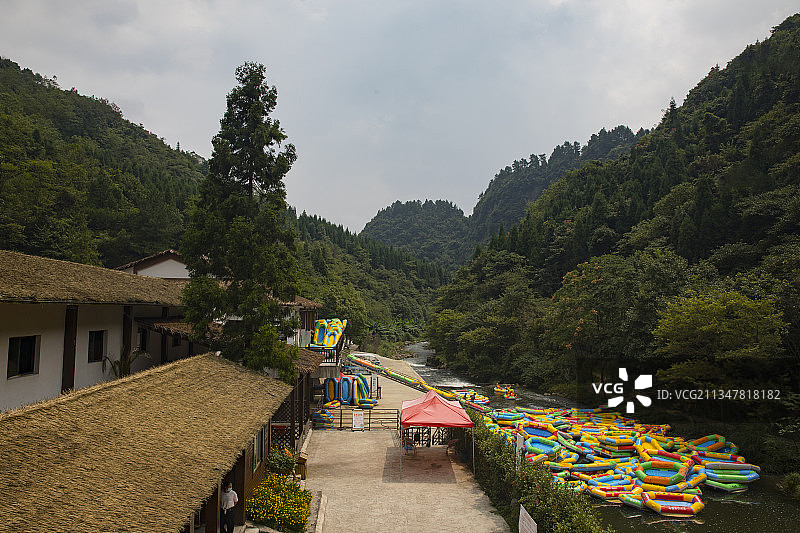 中国贵州贵阳市修文县桃源和景区--桃源河景区、桃源水库大坝图片素材