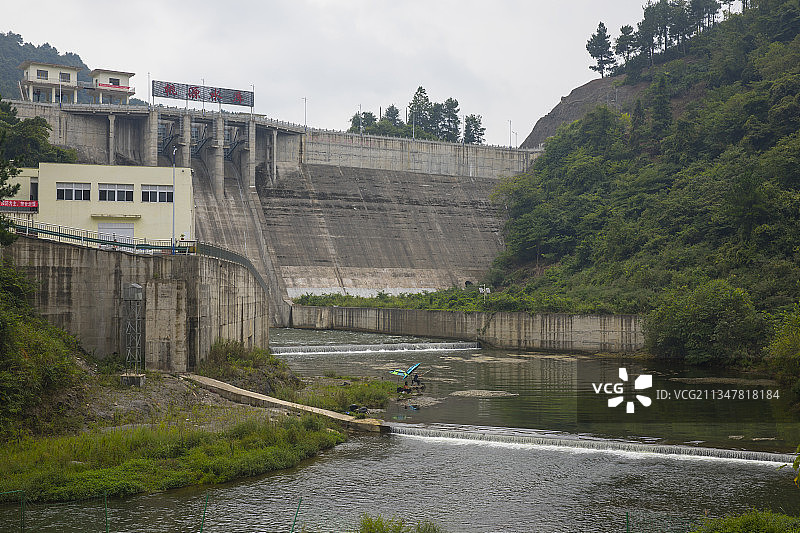 中国贵州贵阳市修文县桃源和景区--桃源河景区、桃源水库大坝图片素材