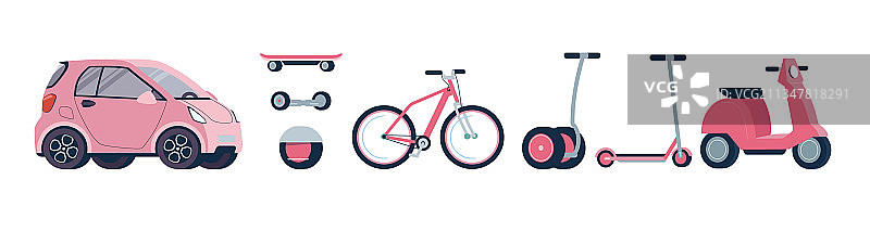 女士电动交通工具套装图片素材