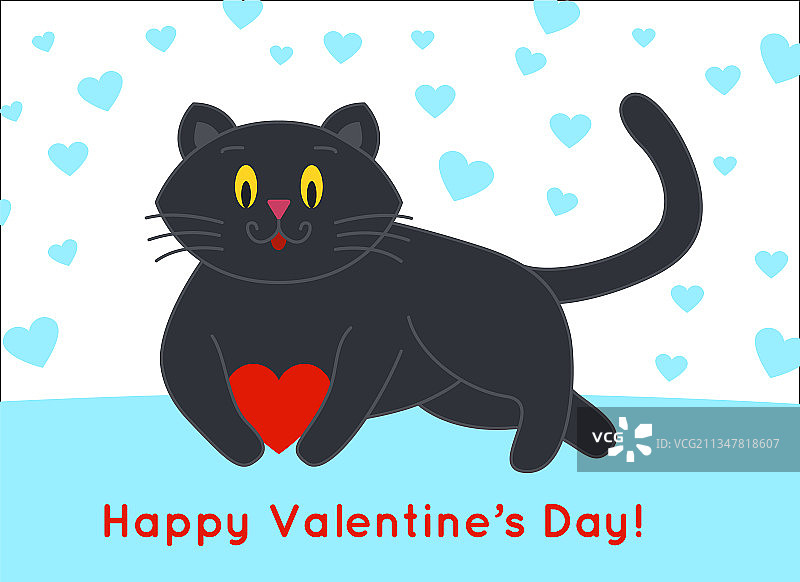 有趣的猫咪躺着，爪子里拿着一颗红心图片素材