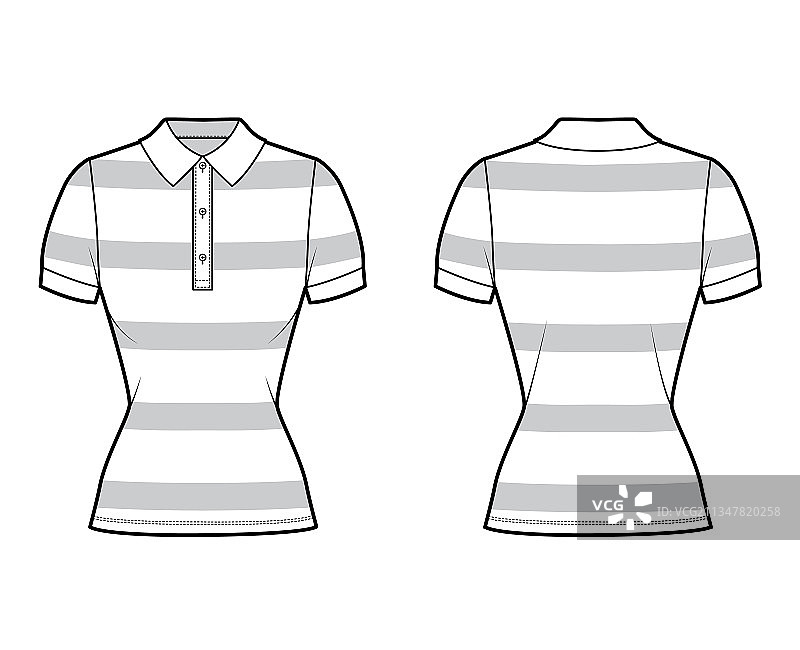 时尚的橄榄球条纹衬衫技术款式图片素材
