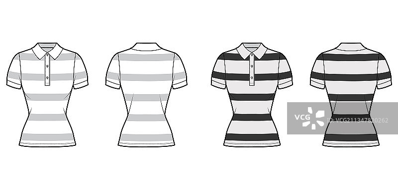 时尚的橄榄球条纹衬衫技术款式图片素材