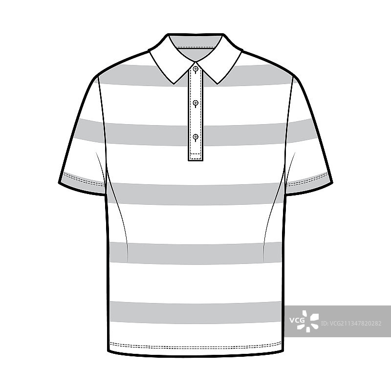时尚的橄榄球条纹衬衫技术款式图片素材