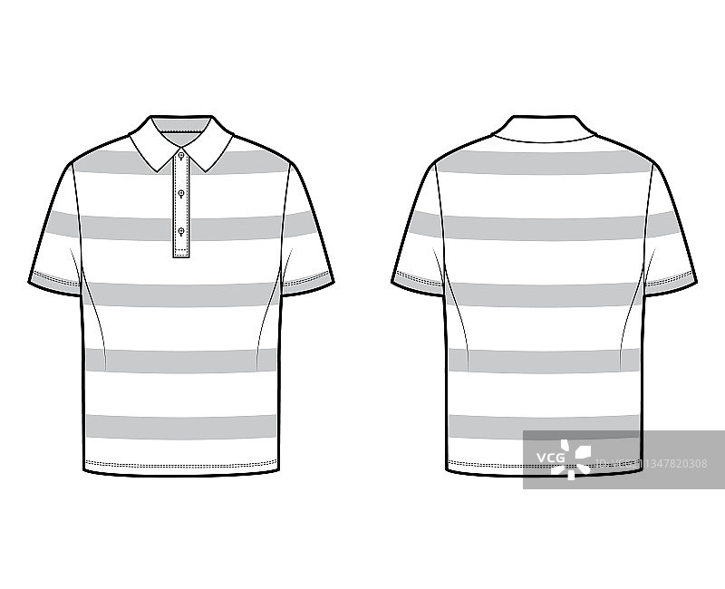 时尚的橄榄球条纹衬衫技术款式图片素材