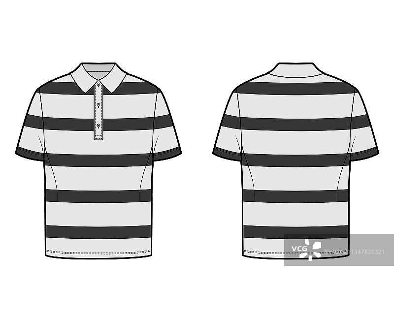 时尚的橄榄球条纹衬衫技术款式图片素材