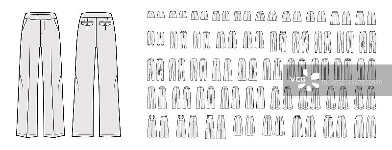 裤子和短裤技术时尚套装图片素材