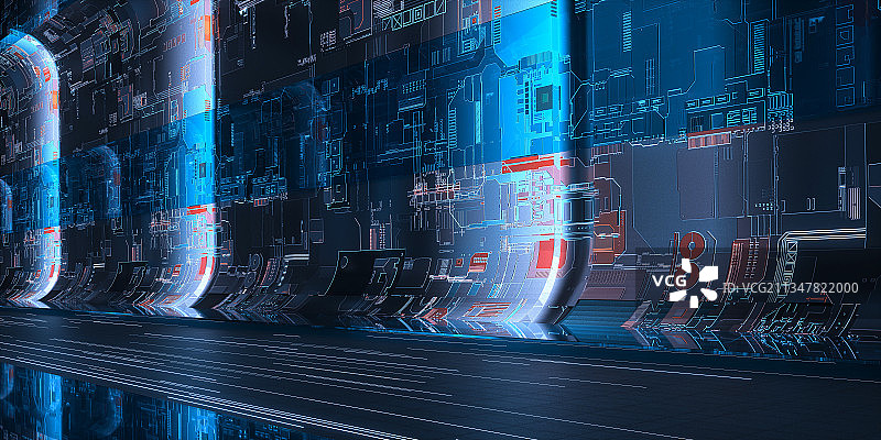 3D现代抽象霓虹灯空间背景图片素材