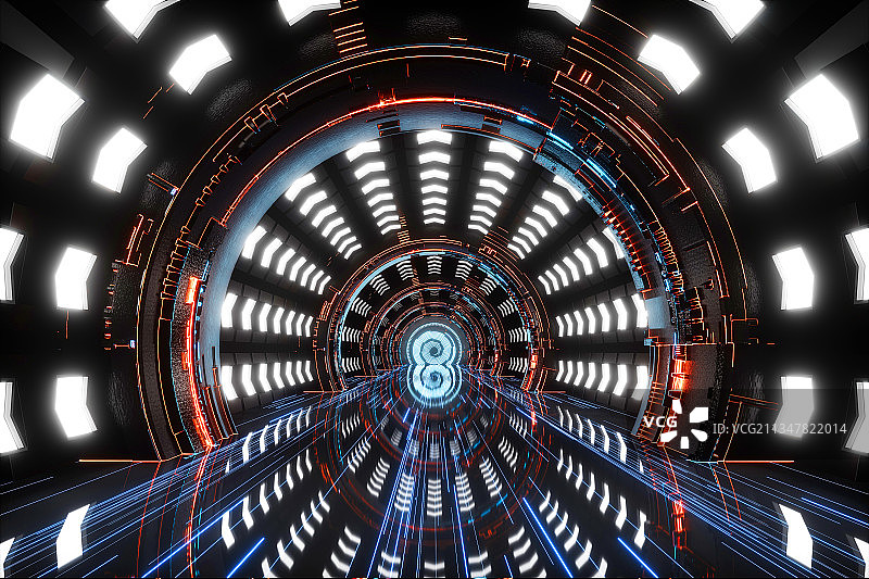 3D现代抽象霓虹灯空间背景图片素材