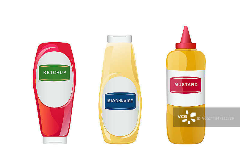 番茄酱蛋黄酱芥末酱料组合图片素材