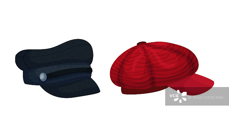 黑色和红色复古卡通帽子图片素材