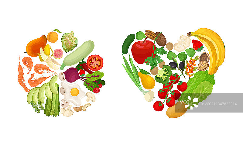 健康的餐盘搭配新鲜均衡的膳食图片素材