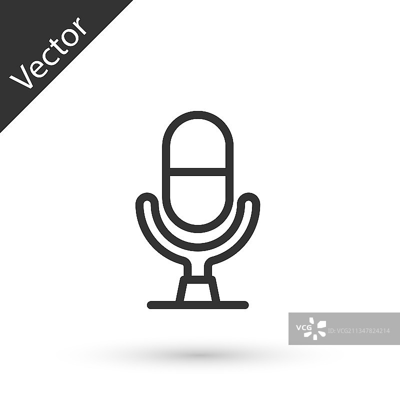 灰色线条麦克风语音设备图标图片素材