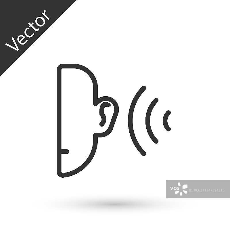 灰色线条耳朵听声音信号图标图片素材