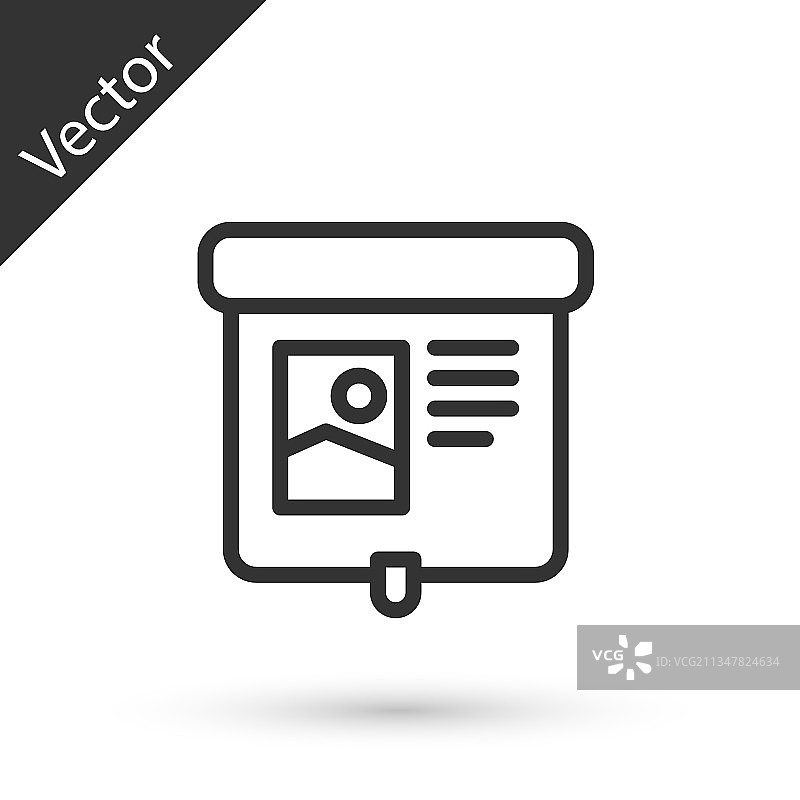 白色背景上的灰色线条投影屏幕图标图片素材