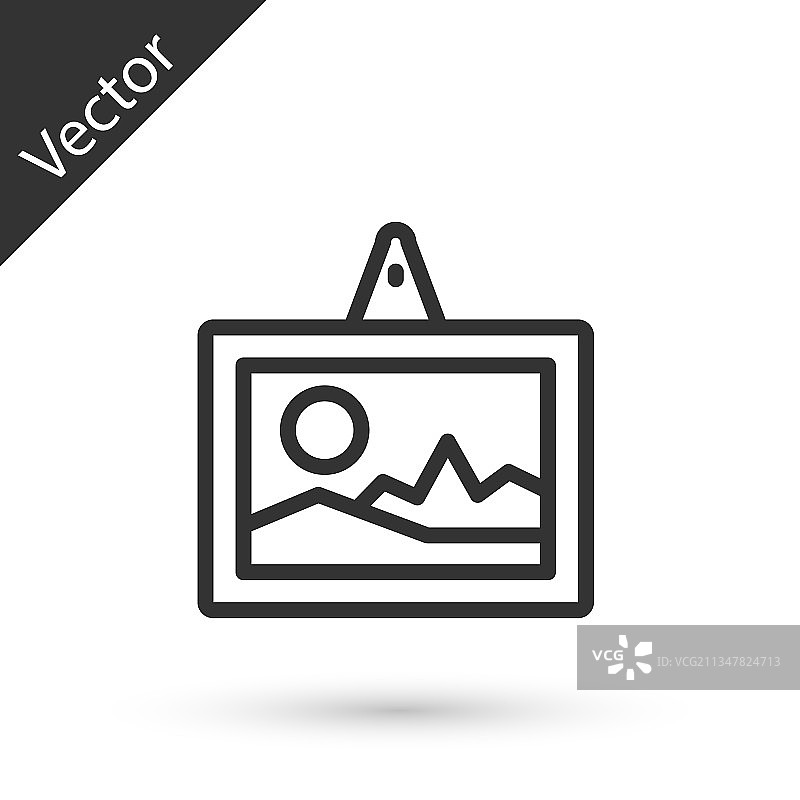 灰色线条图片图标，白色背景图片素材