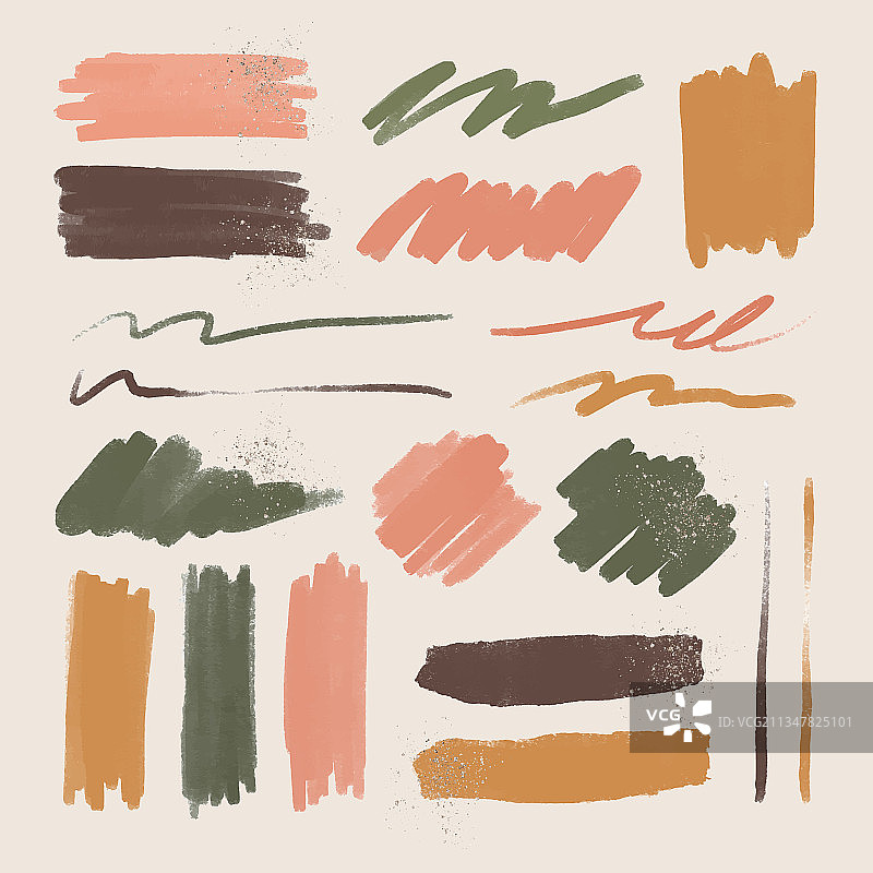 带闪光的毛笔笔触元素套装图片素材