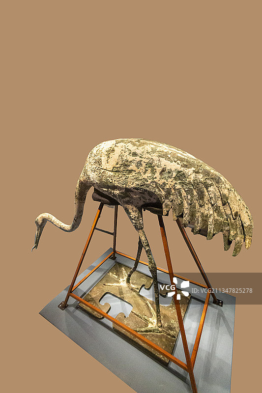 彩绘青铜水禽（铜鹤）（西安秦始皇帝陵K0007陪葬坑出土）图片素材