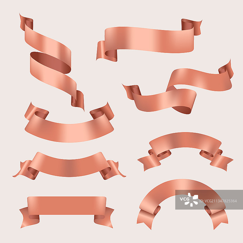 玫瑰金绸带艺术标签设计图片素材