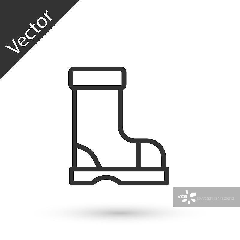 灰色线条防水橡胶靴图标图片素材