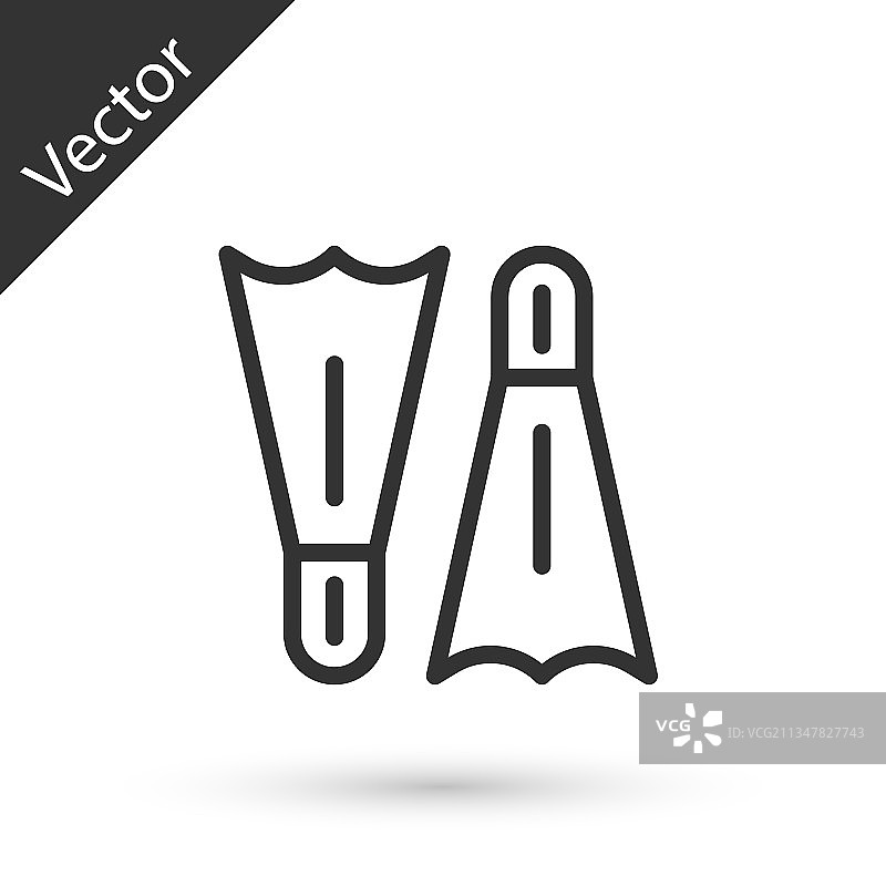 灰色线条游泳橡胶脚蹼图标图片素材