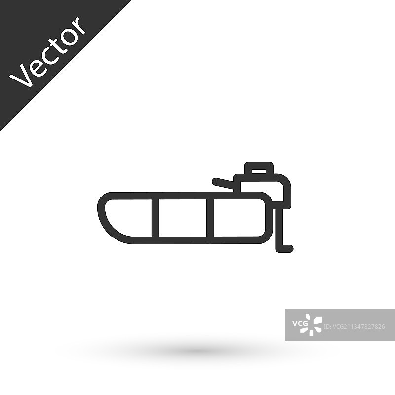 灰色线条充气艇舷外马达图标图片素材