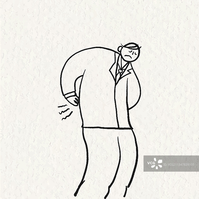 办公室综合征涂鸦背痛手绘图片素材