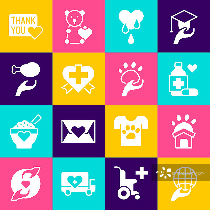 手持地球仪、动物收容所套装图片素材