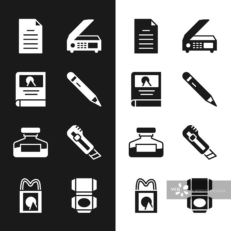 带橡皮擦的铅笔相册图库文件套装图片素材