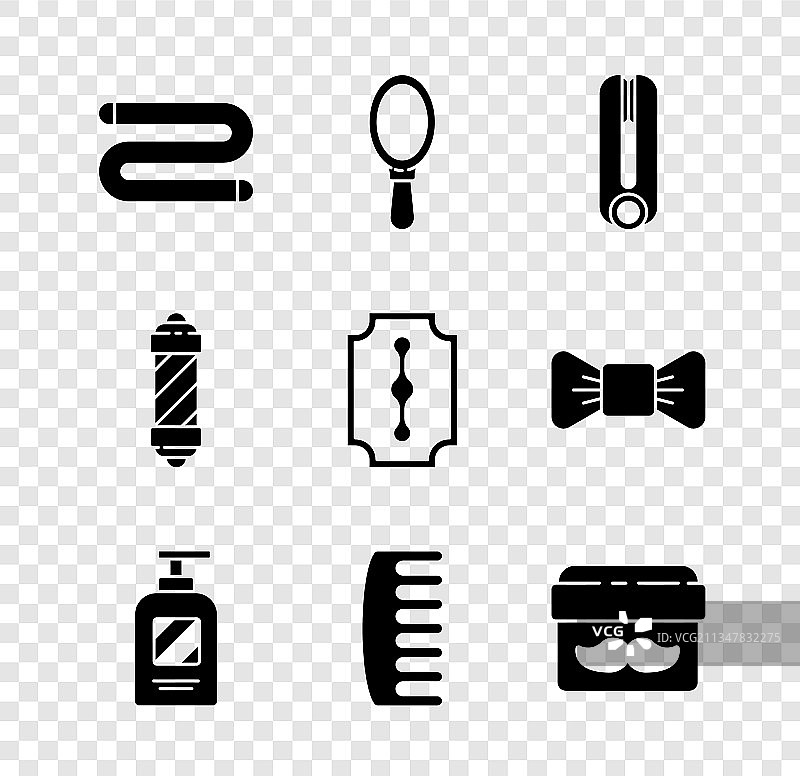 毛巾手持镜卷发器套装图片素材