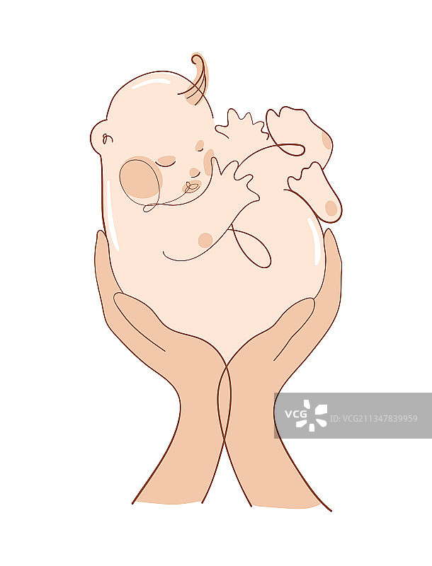 在怀里甜蜜入睡的小宝宝图片素材