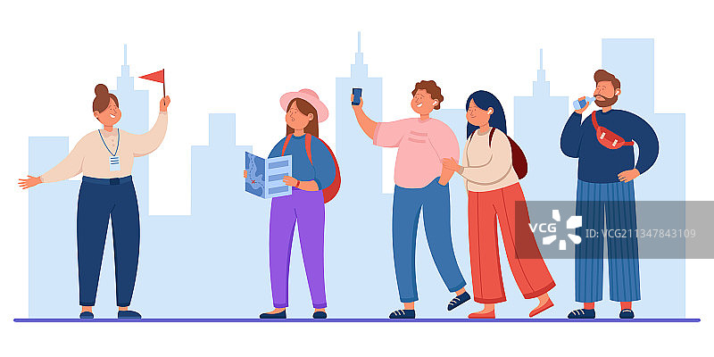 导游带领旅行团图片素材