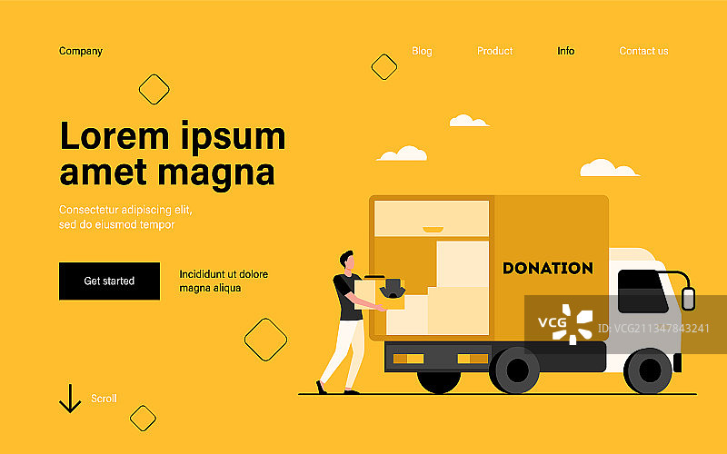 男子将装有衣物的盒子搬到捐赠车上图片素材