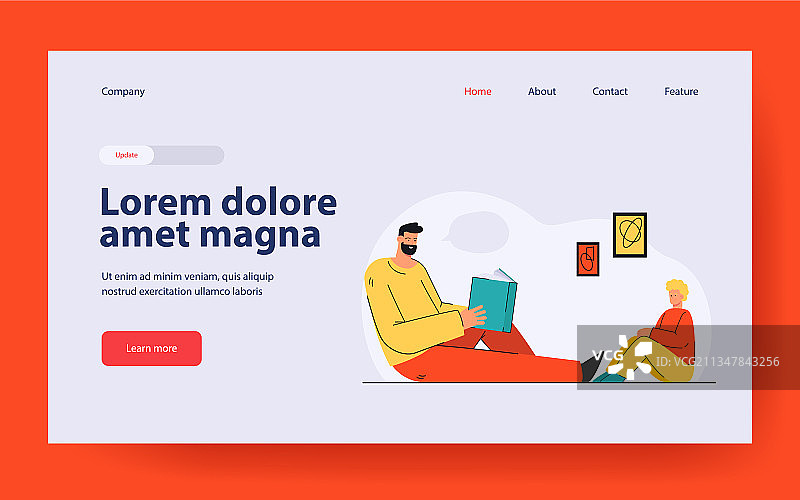 男人给孩子读书图片素材