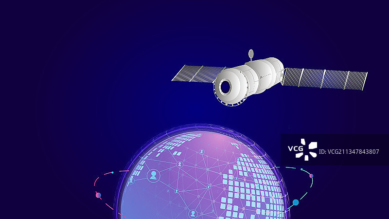 卫星控制中心全球导航的插画图片素材