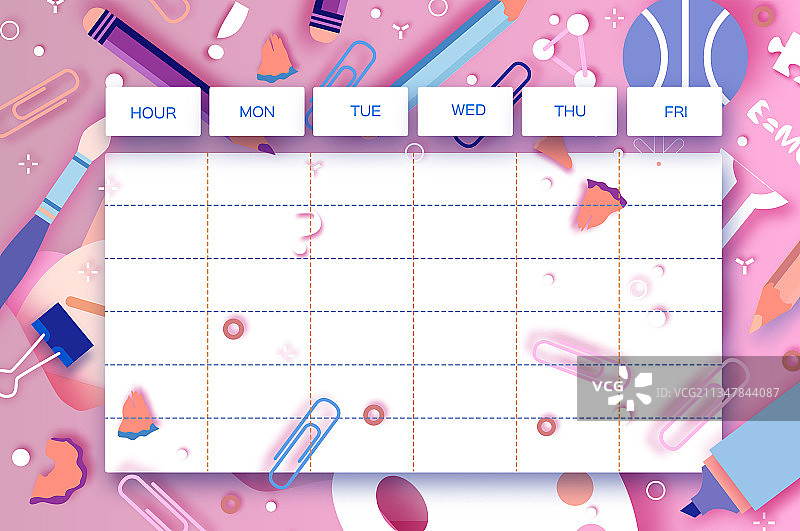 每周学校课程表及设备图片素材