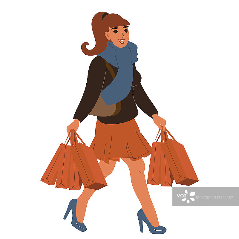 手提购物袋的女人图片素材