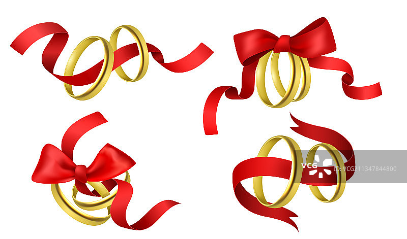 金色丝带戒指3D传统风格图片素材
